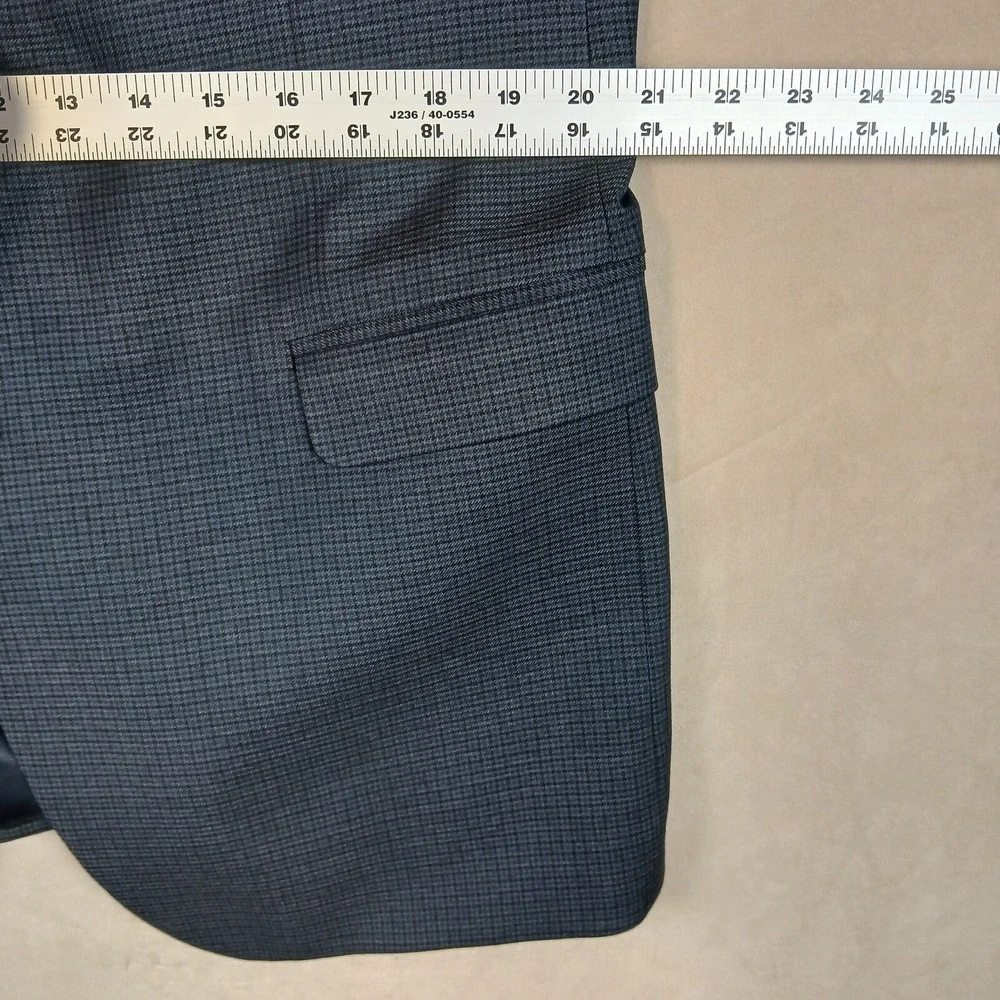 Chaps 44L Mens Sport Coat Jacket‎ Houndstooth Blue Rayon Polyester